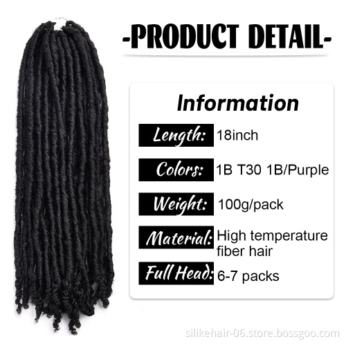 Wholesale 18 inch Brown Bohemian Locs Women Faux Dreadlocks Braids Goddess Faux Locs Synthetic Crochet Braiding Hair Extensions